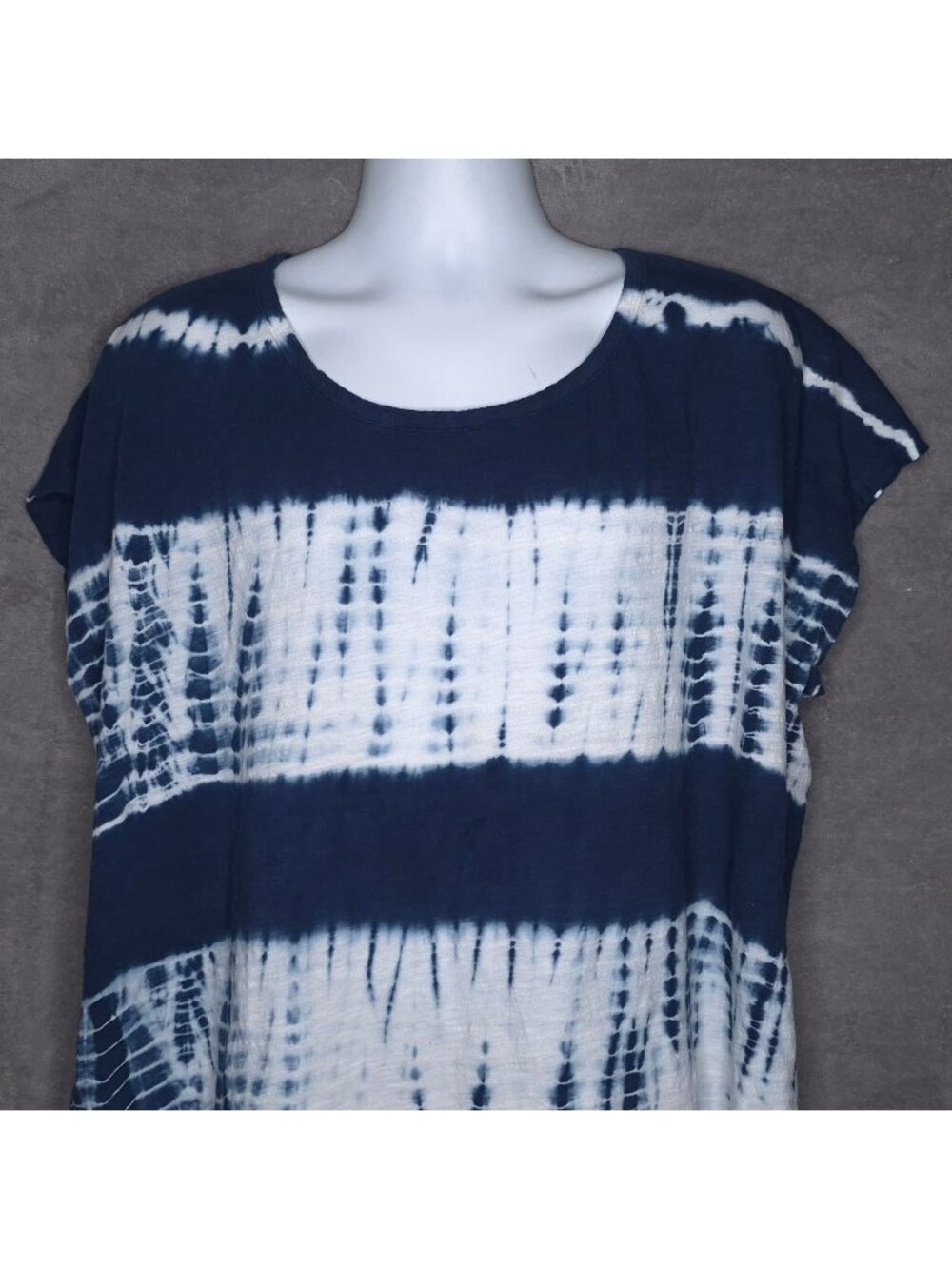 Lane Bryant Tie-Dye Navy & White Top 18/20 Short Sleeve Cotton Crisscross Back